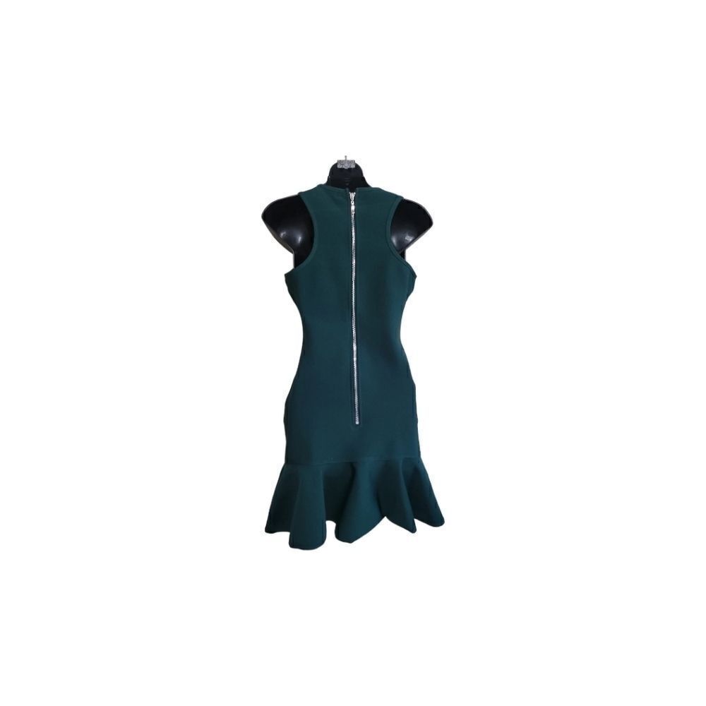 Aqua Women Green Stretch Sleeveless Ruffle Mini Party Bodycon Dress Size S - Picture 5 of 9